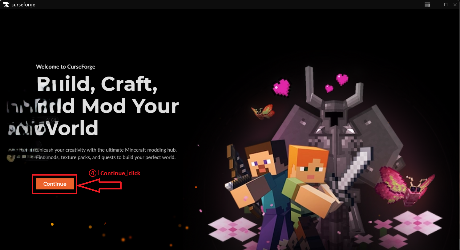 Step1: CurseForge ダウンロード画面の例