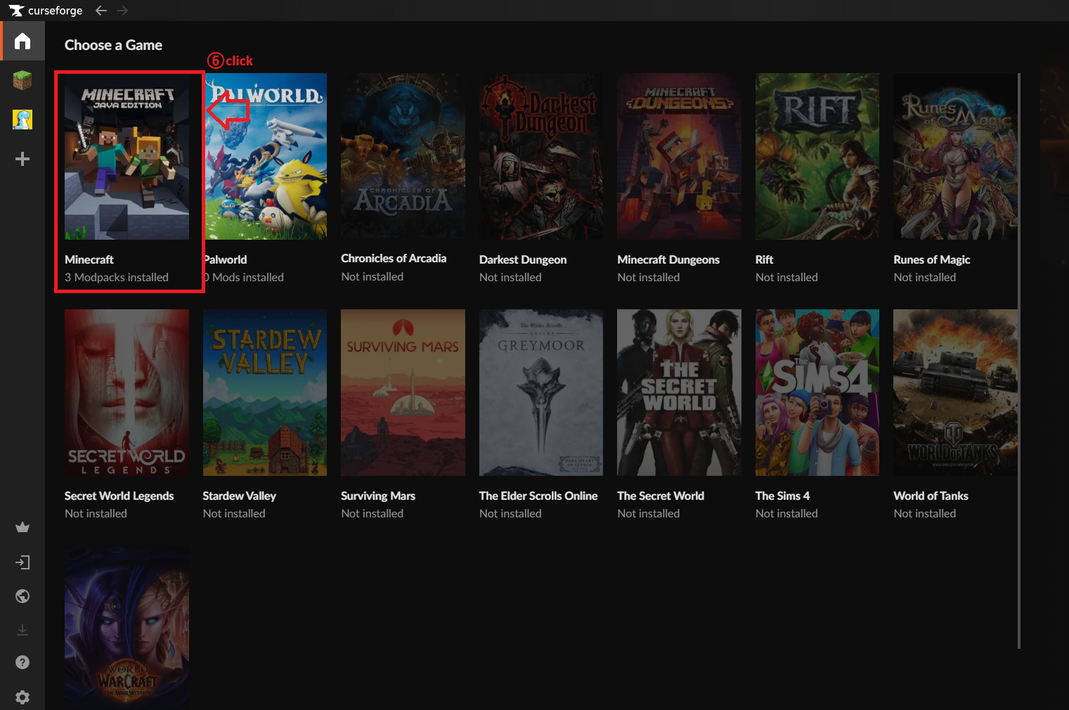 Step1: CurseForge ダウンロード画面の例